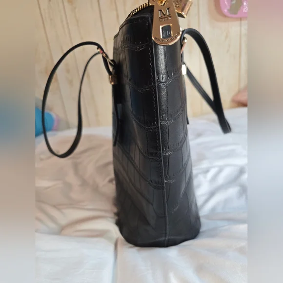 MONTANA WEST Black Crocodile-Embossed Tote Bag 14x11x3.5 - Picture 8 of 10